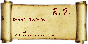 Ritzl Irén névjegykártya